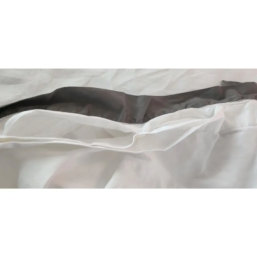 Ralph Lauren Cotton Sateen Graphite Trim Langdon King Duvet Sham Sheet Set White